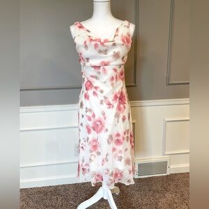 Vintage Y2K Be Smart Dress Womens 7/8 Floral Empire Waist Sheer Chiffon Fairy